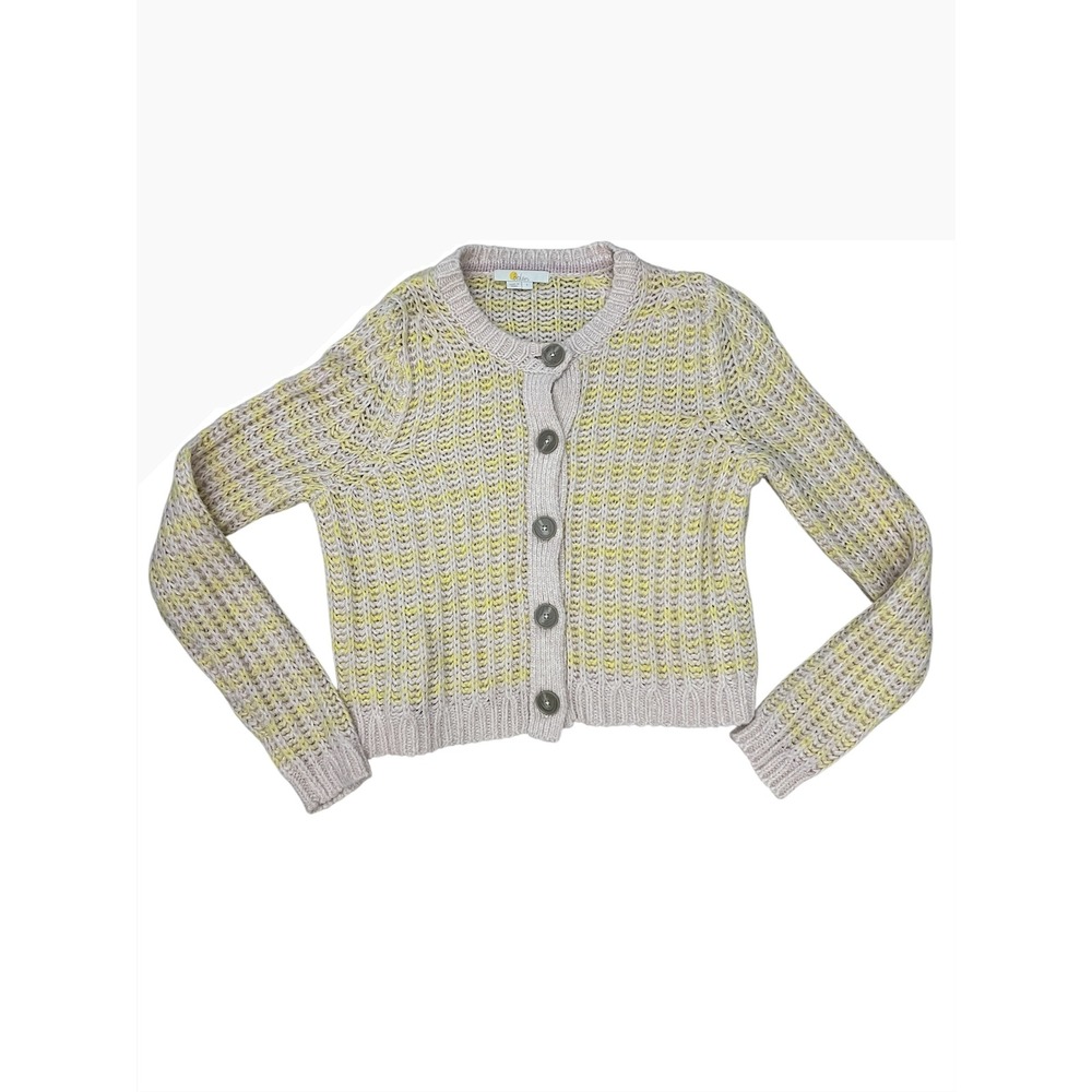 Boden Cropped Knit Sweater Cardigan Wool Alpaca Blend Cottagecore Pastel Size S